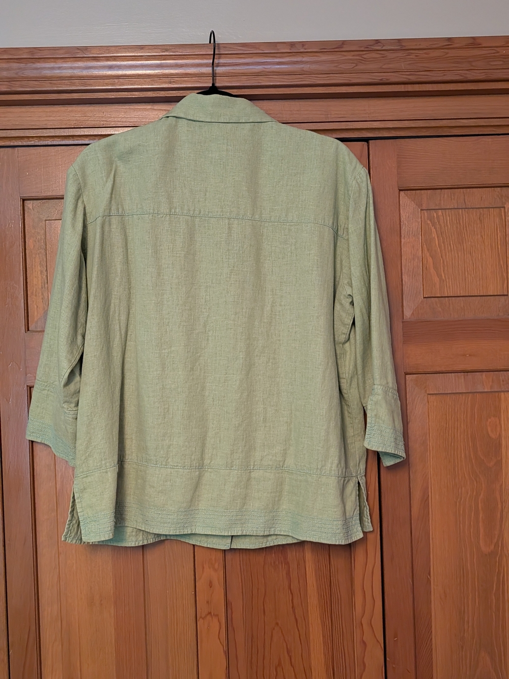 Ruby Rd. Light Green Button-Front Linen Shirt - Picture 4 of 7